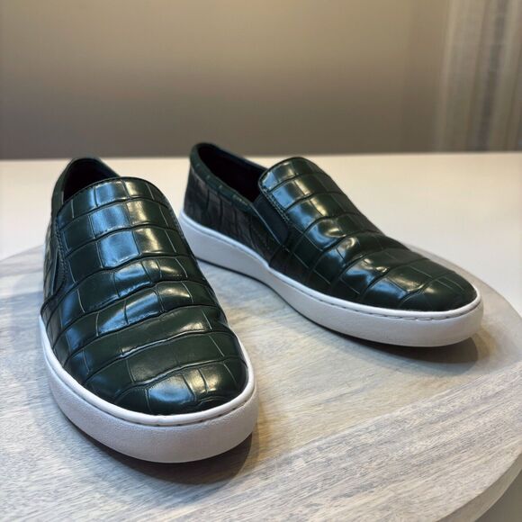 Michael Kors Keaton Moss Green Slip On Crocodile Embossed Sneakers US Size 8 M‎ - Picture 1 of 11
